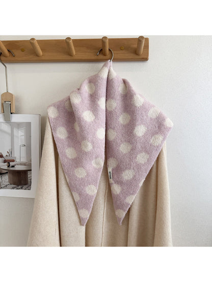 Scarvii - Fuzzy Polka Dot Triangle Scarf