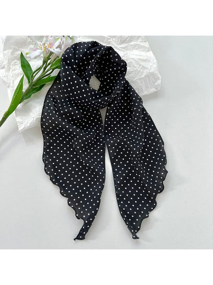 Scarvii - Romantic Floral Printed Ruffled Trim Scarf