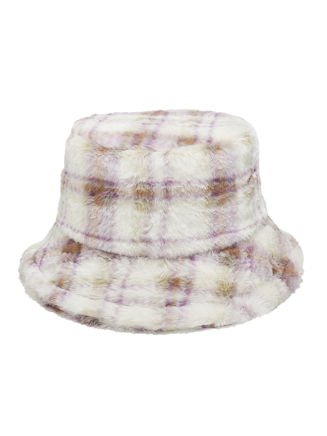 Haila Plaid Fuzzy Bucket Hat