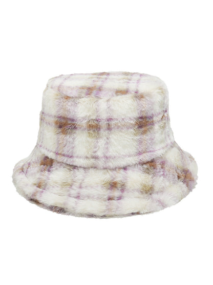 Haila Plaid Fuzzy Bucket Hat