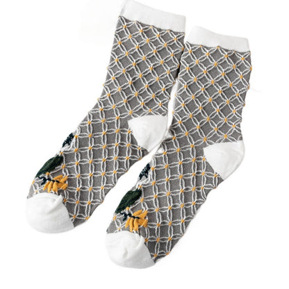 Rufia - Women's Vintage Mid-Calf Quarter Socks - Classsic & Delicate