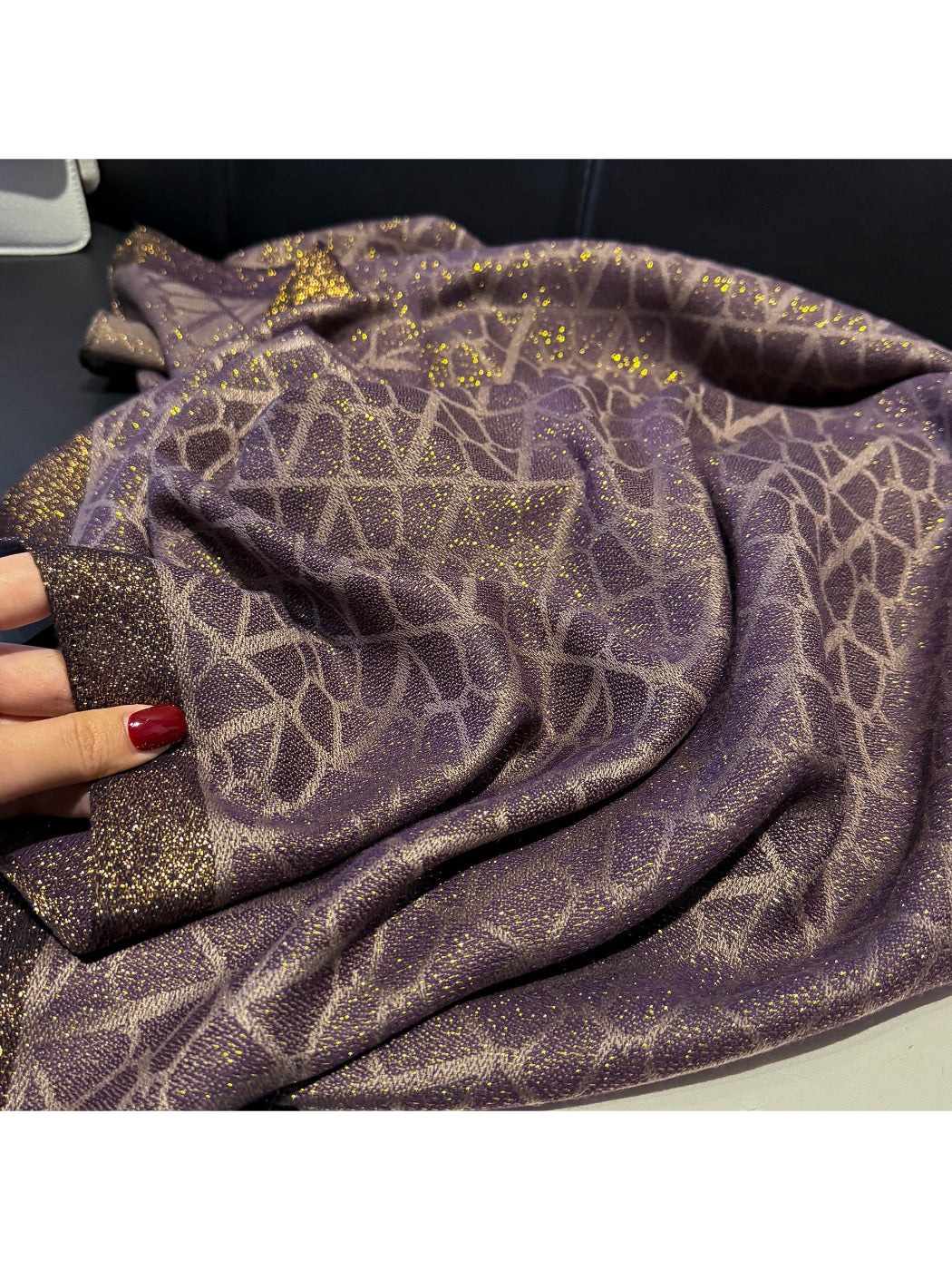 Scarvii - Metallic Geo Pattern Wrap Scarf
