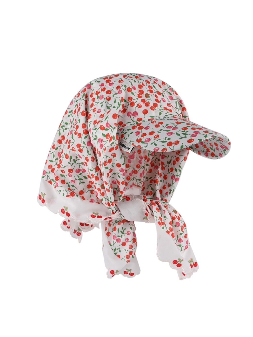 Haila - Cherry Print Curved Brim Headscarf Cap