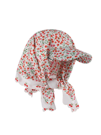 Haila - Cherry Print Curved Brim Headscarf Cap