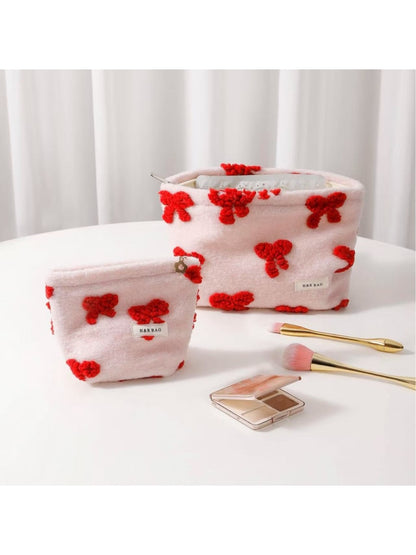 Cosbai - Bow Pattern Handheld Makeup Bag for Women