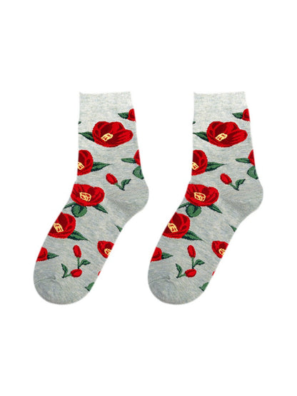 Rufia - Vintage Garden Floral Knit Crew Socks