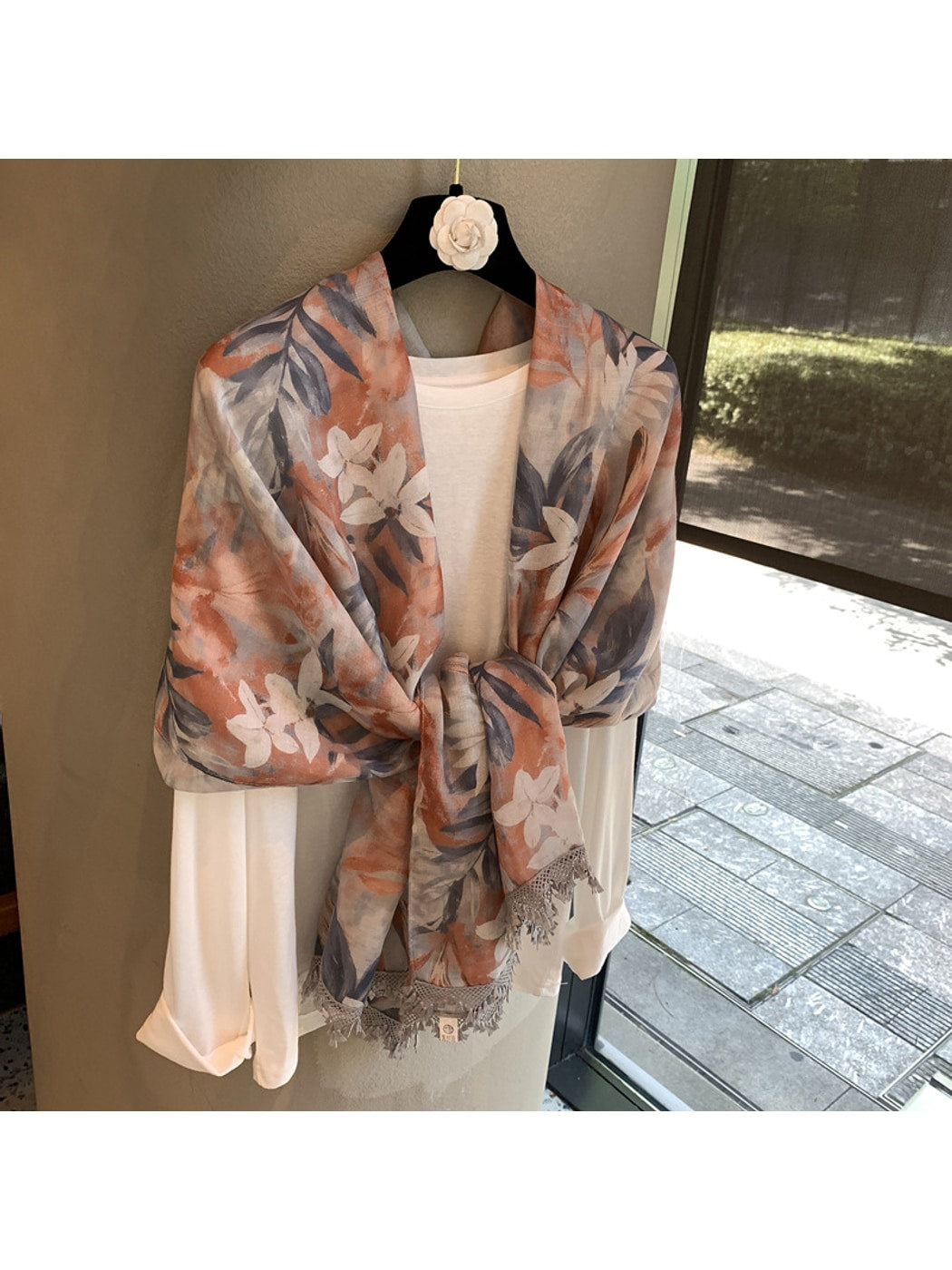 Scarvii - Soft Floral Rectangular Layering Shawl Scarf