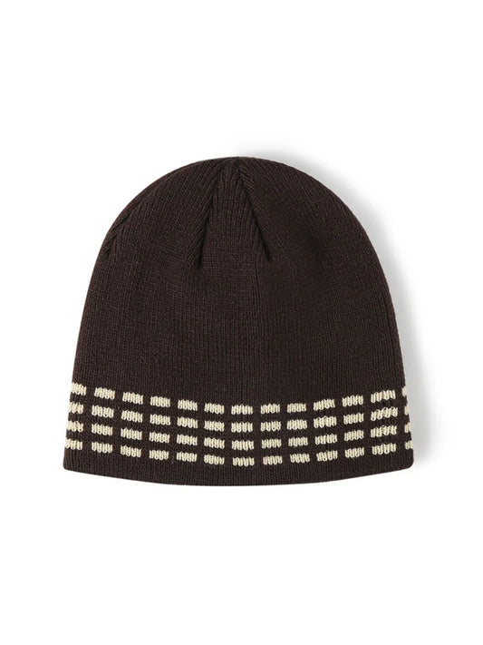 Haila - Contrast Dash Fleece-Lined Knit Beanie