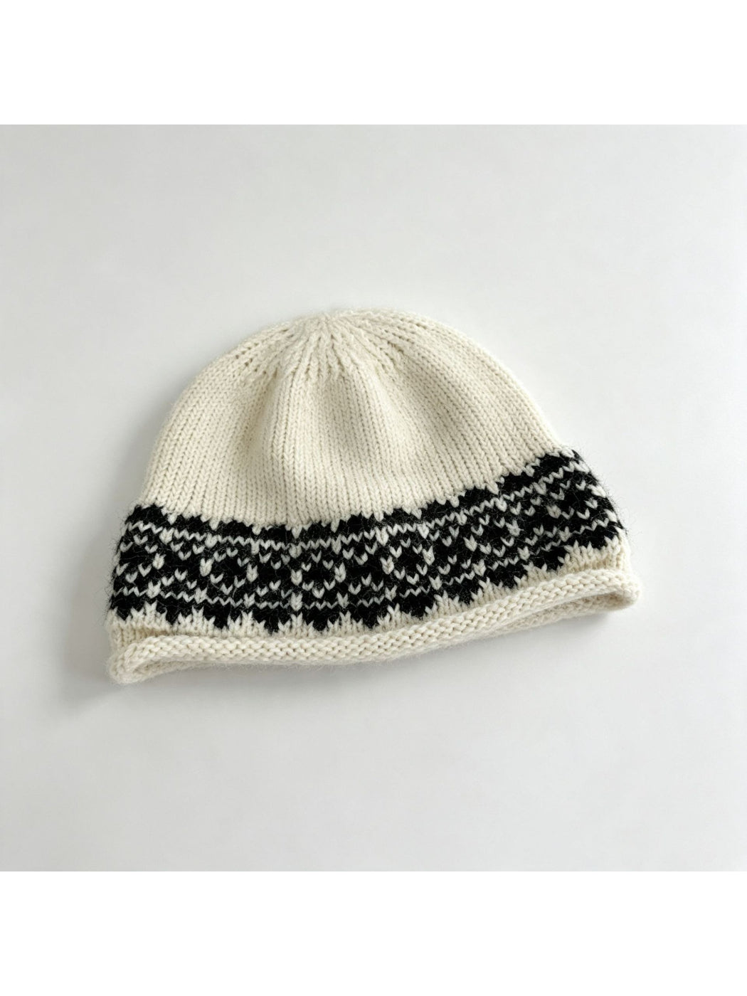 Haila - Fair Isle Border Rolled Brim Knit Beanie