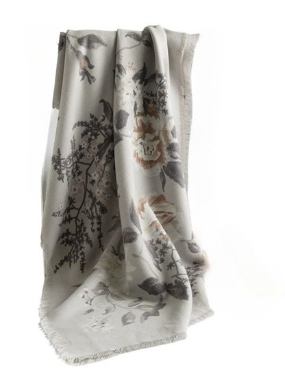 Scarvii - Vintage Floral Print Winter Scarf & Shawl