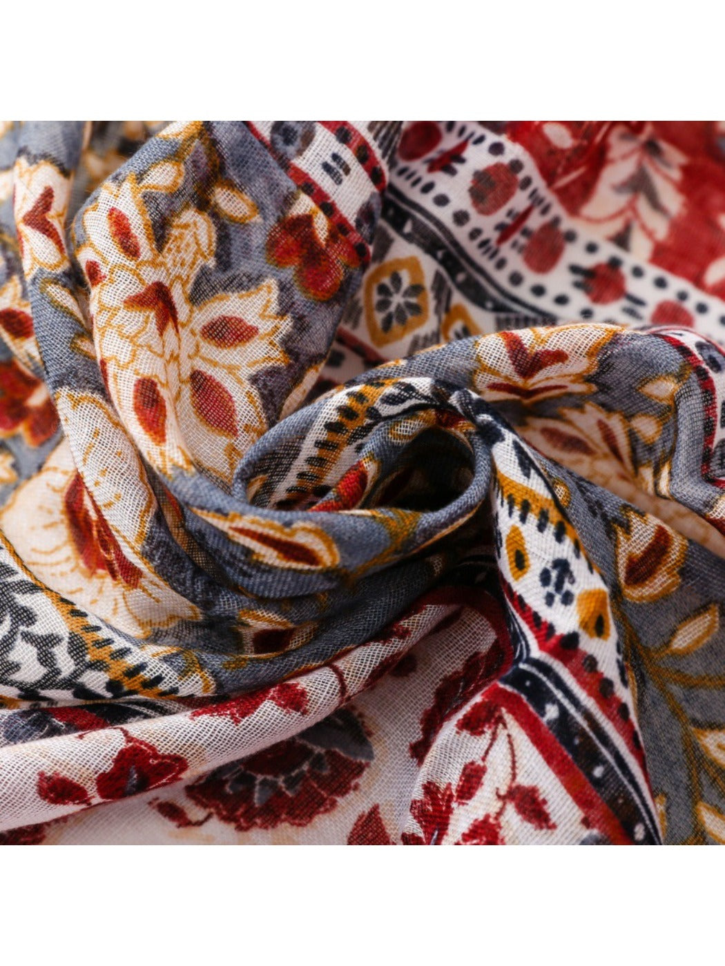 Scarvii - Bohemian Floral Geometric Tassel Scarf