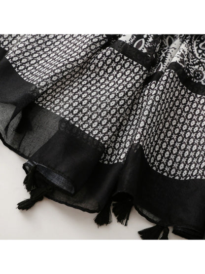 Scarvii - Contrast Panel Tassel Scarf