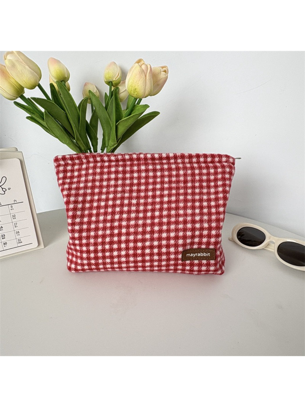 Cosbai - Classic Plaid Zip Pouch Bag