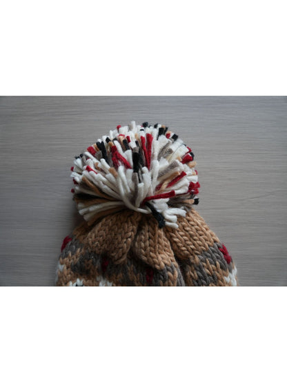 Haila - Winter Knitted Beanie with Colorful Pompom