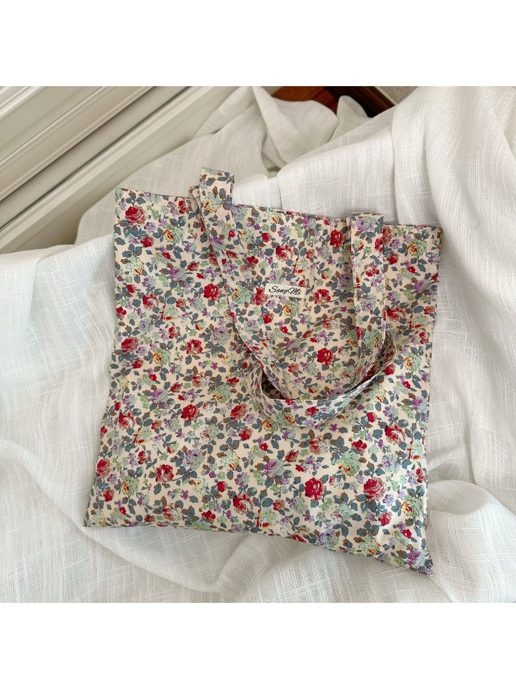 Cosbai - Floral Print Everyday Tote Bag