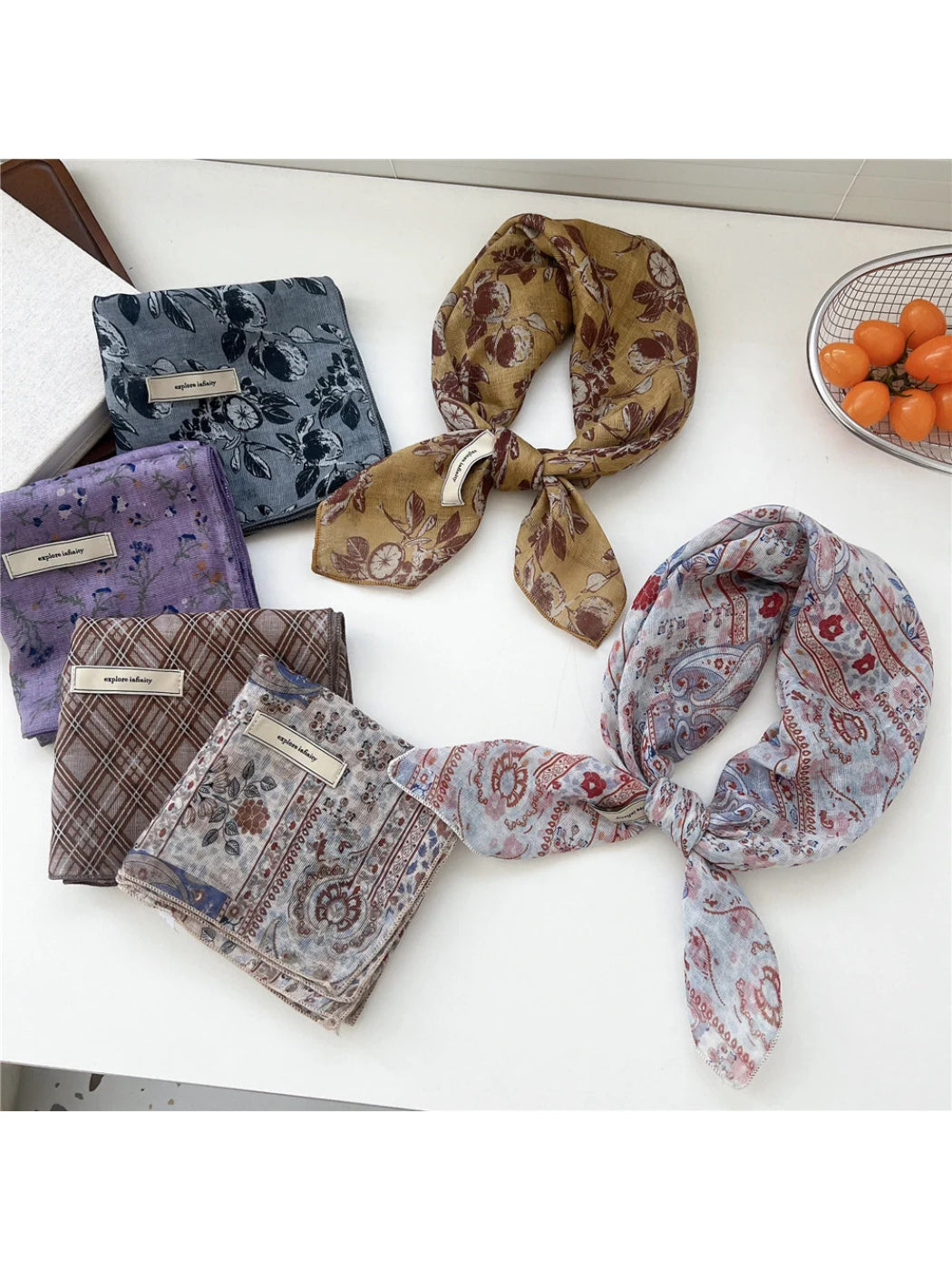 Scarvii - Vintage Print Square Scarf