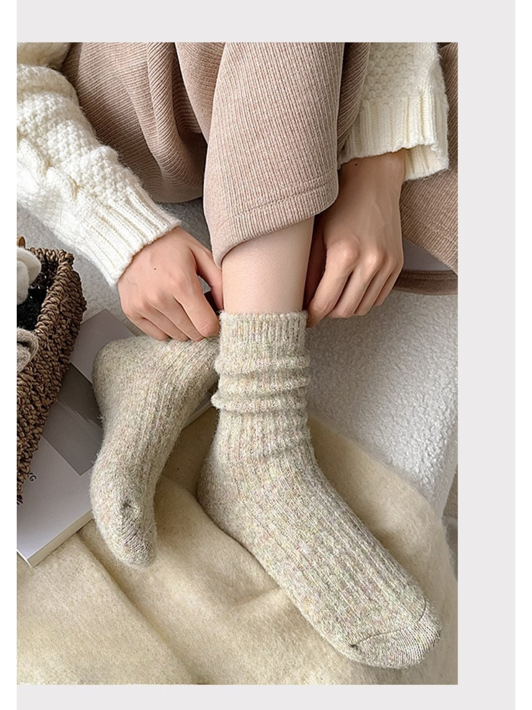 Rufia - Fuzzy Ribbed Cozy Crew Socks