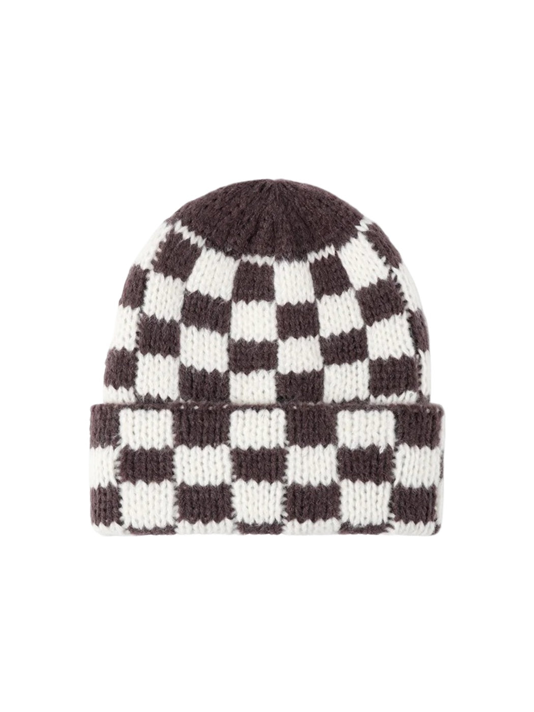 Haila - Checkerboard Knit Cuffed Beanie