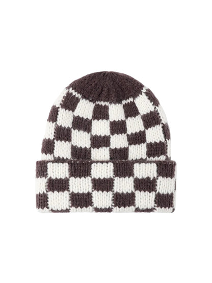 Haila - Checkerboard Knit Cuffed Beanie