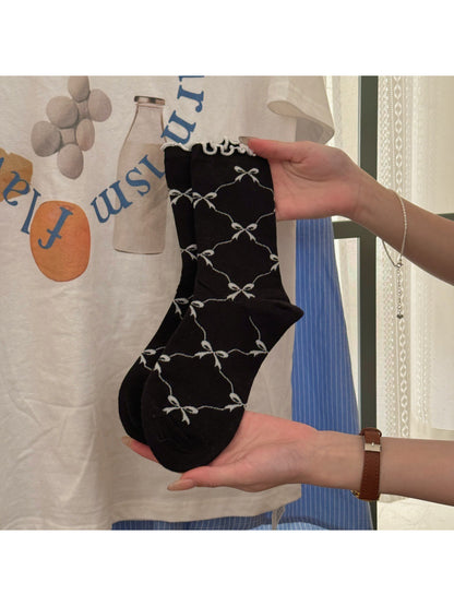 Rufia - Bow Pattern Frill Edge Crew Socks product image 7