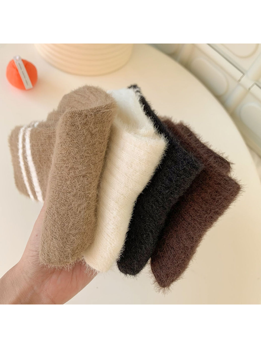 Rufia - Double Stripe Fuzzy Crew Socks