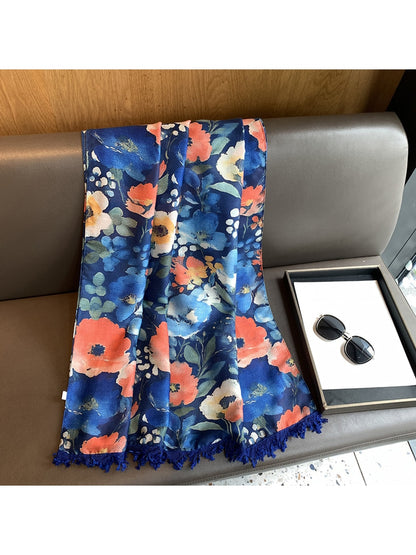 Scarvii - Watercolor Bloom Pattern Rectangular Scarf