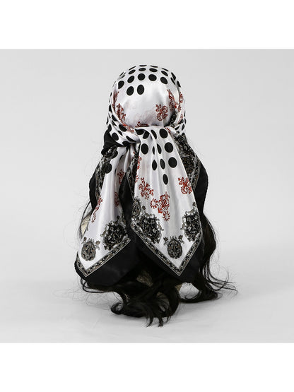 Scarvii - Retro Polka Dot Printed Fashion Square Scarf