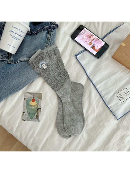 Rufia - Embroidered Dog Crew Socks