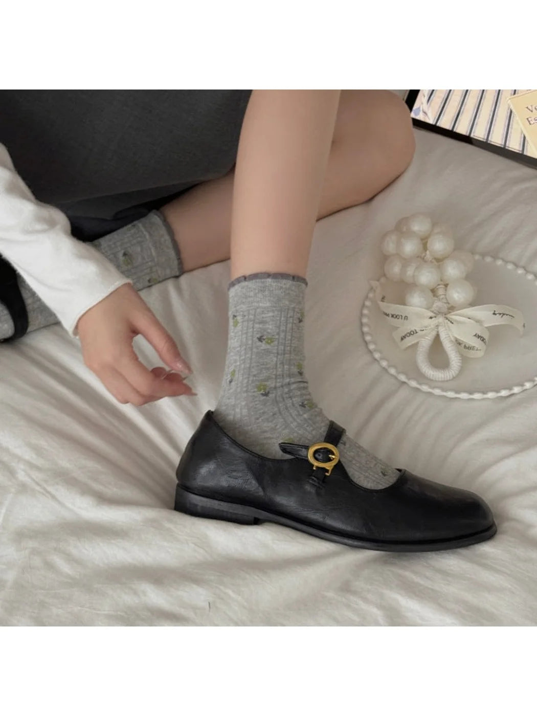 Rufia - Contrasting Toe Color Crew Socks