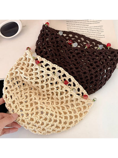 Haila - Boho Solid Color Openwork Knit Beanie