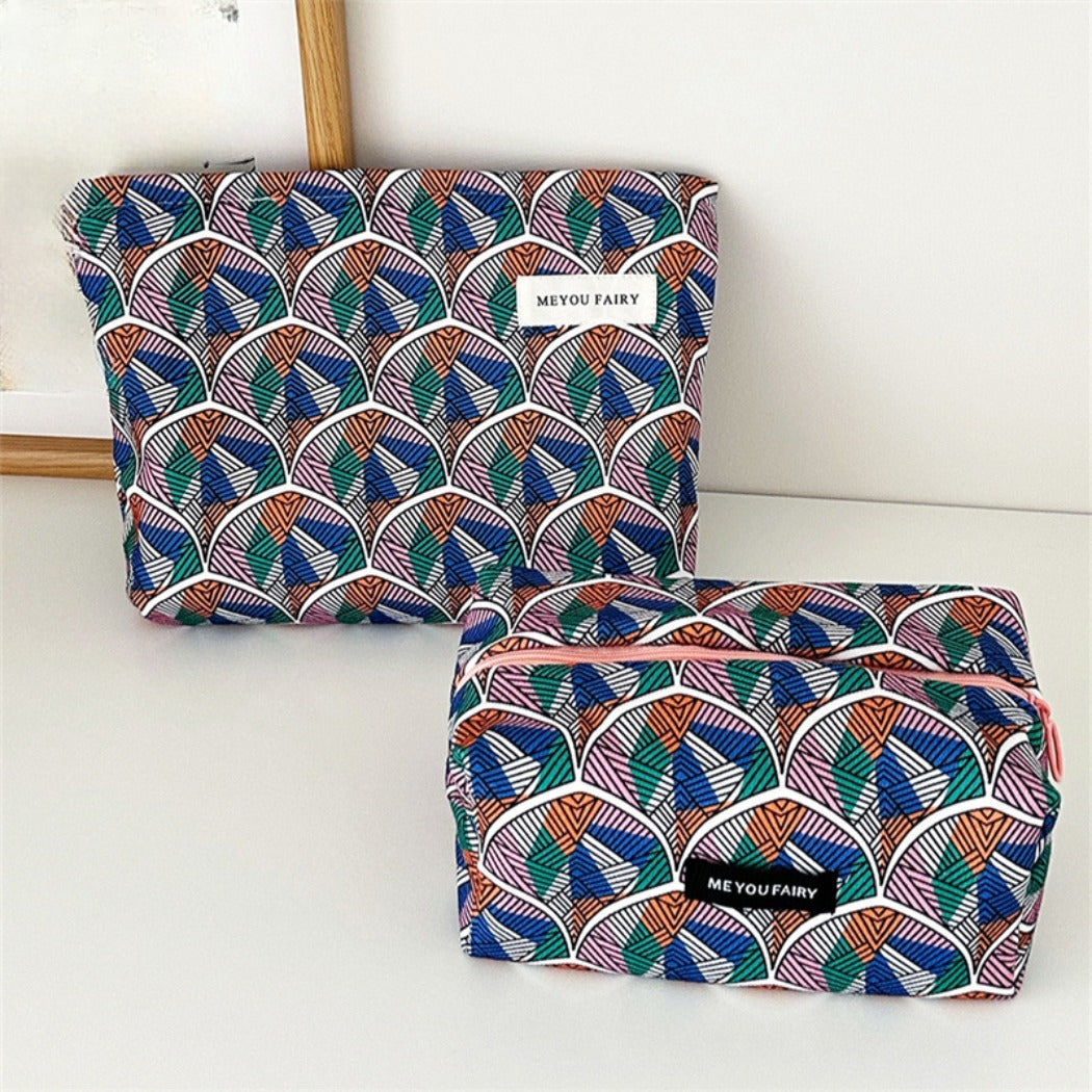 Cosbai - Colorful Fan-Print Makeup Bag - Practical & Basic