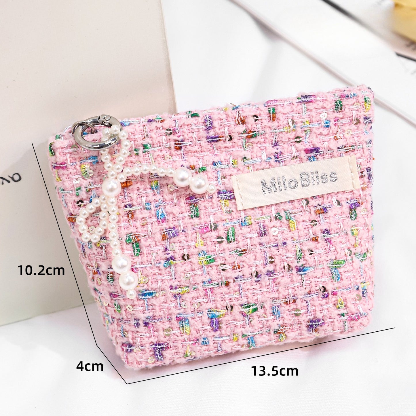 Cosbai - Soft Tweed Mini Cosmetic Bag Pouch detail view 11