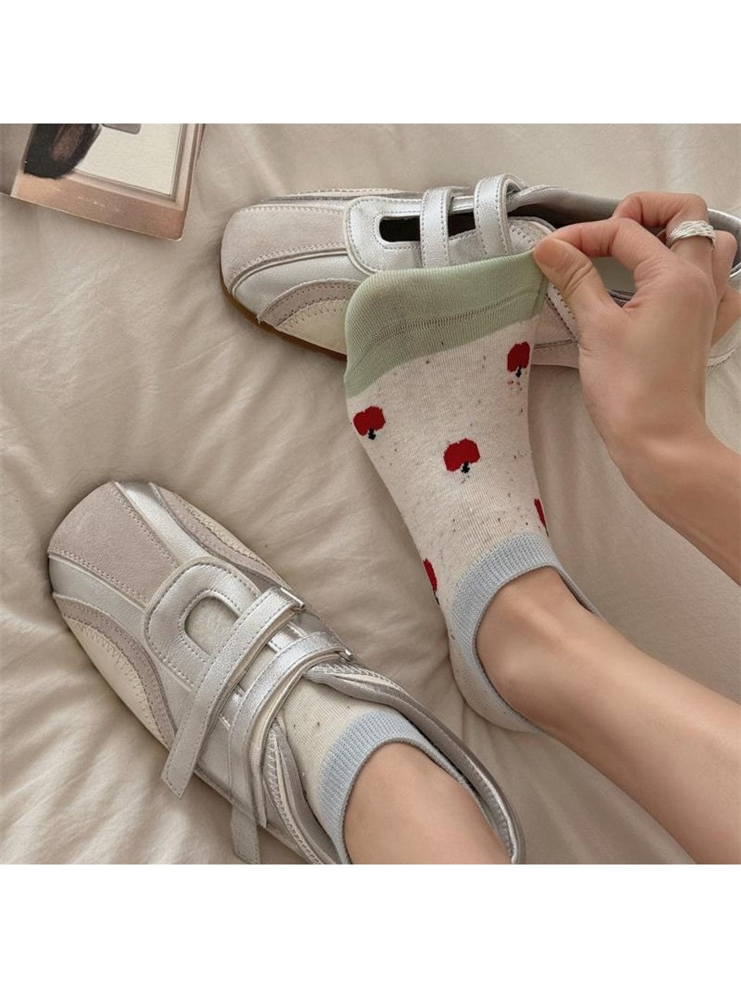 Rufia - Cute Pattern Colorblock Low Ankle Socks