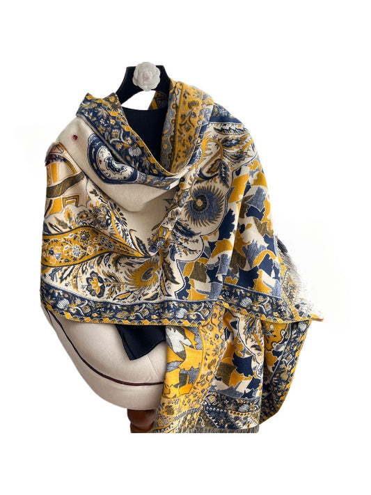 Scarvii - Vintage Cozy Classic Paisley Print Scarf