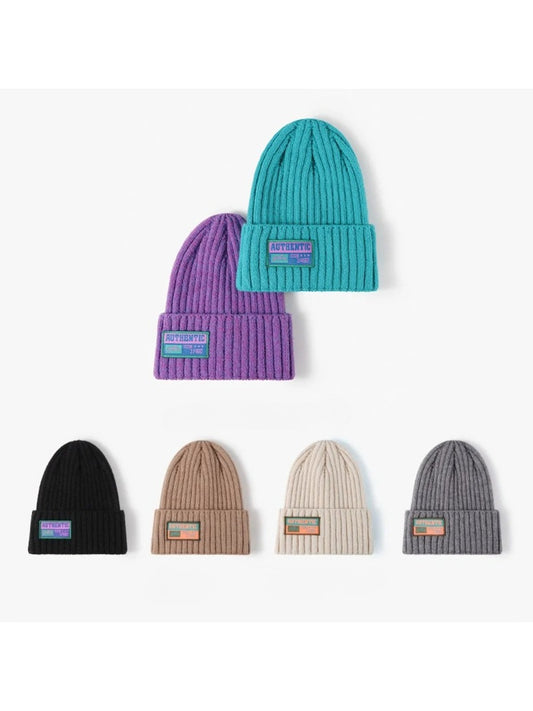 Haila - Letter Patch Ribbed Cuffed Beanie