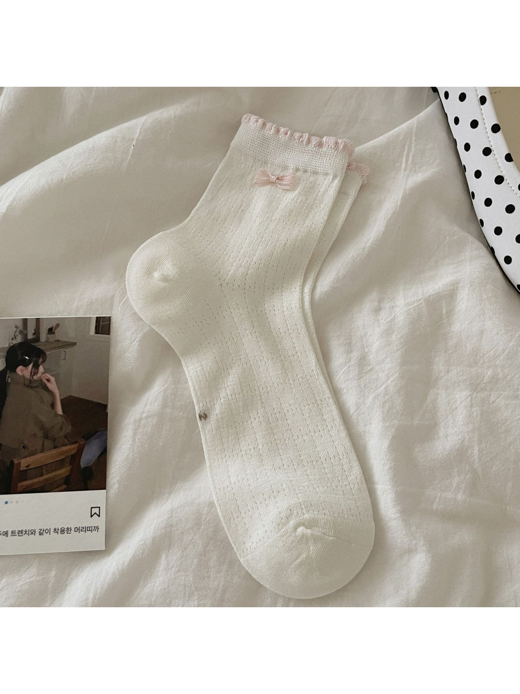 Rufia Ribbon Mesh Floral Mid Calf Socks product image