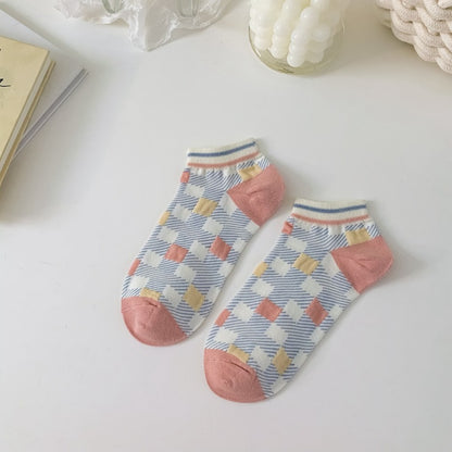 Rufia - Diamond Pattern Floral Ankle Socks