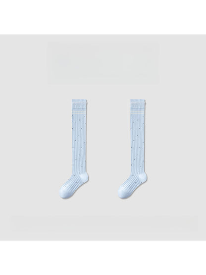 Rufia - Simple Pattern Ribbed Knee-high Socks