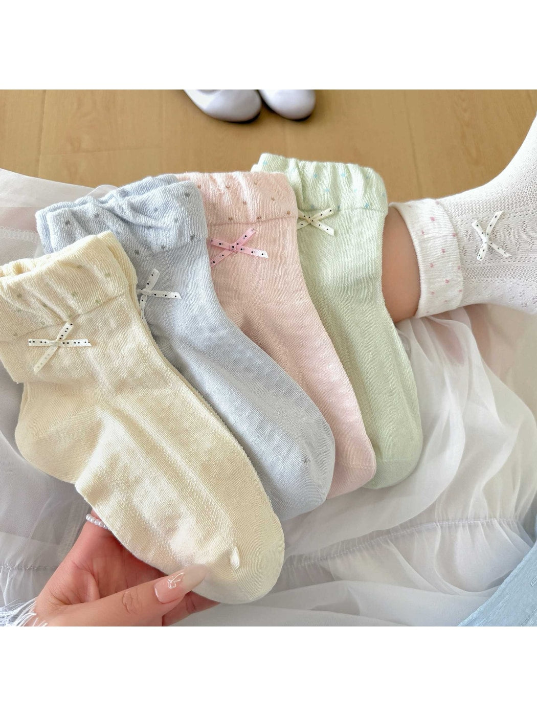 Rufia - Sweet Bow Polka Dot Ankle Socks