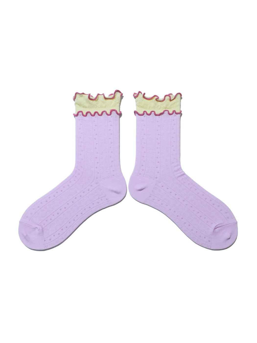 Rufia - Double-Layer Rainbow Colorblock Lace Ankle Socks