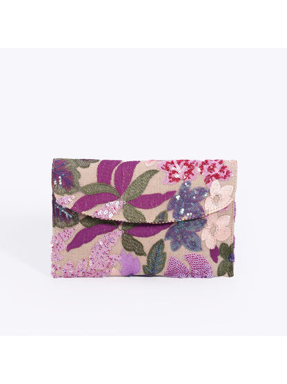 Back view of Cosbai elegant floral clutch bag with smooth finish