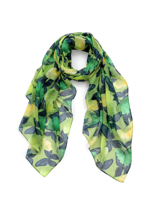 Scarvii - Maple Leaf & Butterfly Print Scarf