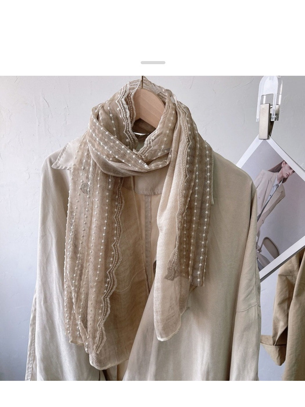 Scarvii - Textured Embroidery Long Fashion Scarf