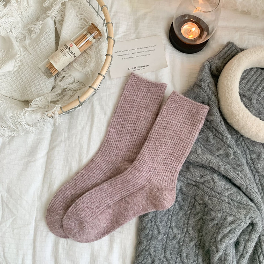 Rufia - Solid Color Warm Winter Socks