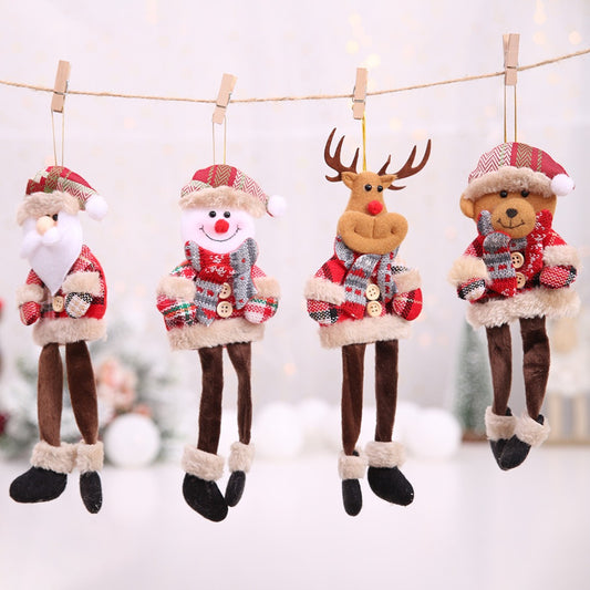 Xris - Christmas Long-Legged Plaid Fabric Doll Ornament