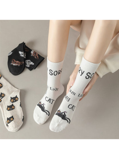Rufia - Cute Cat Faces Crew Socks