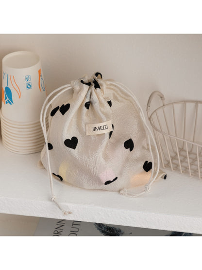 Cosbai - Heart Print Daily Organizer Drawstring Bag