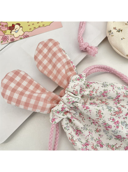 Cosbai - Floral Bunny Ears Drawstring Pouch