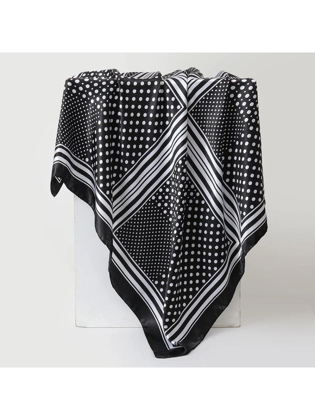 Scarvii - Polka Dot Square Scarf with Striped Border