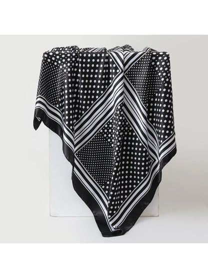 Scarvii - Polka Dot Square Scarf with Striped Border